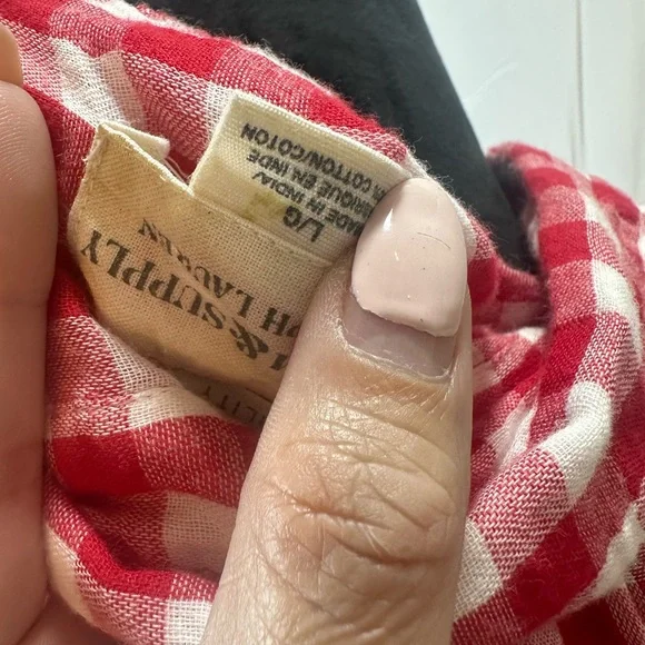 Ralph Lauren Denim and Supply Red/White Gingham long sleeve 💯 cotton Size L - Picture 12 of 13